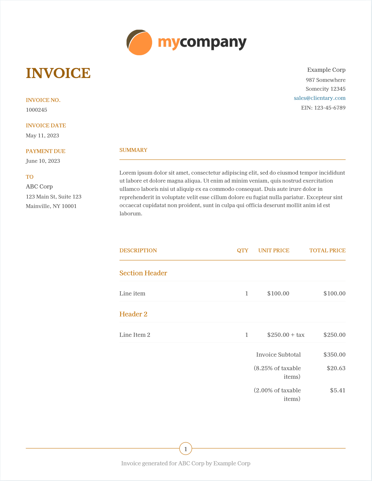 Free Invoice Templates - Customizable with HTML and CSS - Download ...